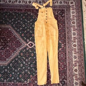 Litz Denim Overalls Women Medium Yellow Excellent Acid Wash Stretch RP-7420